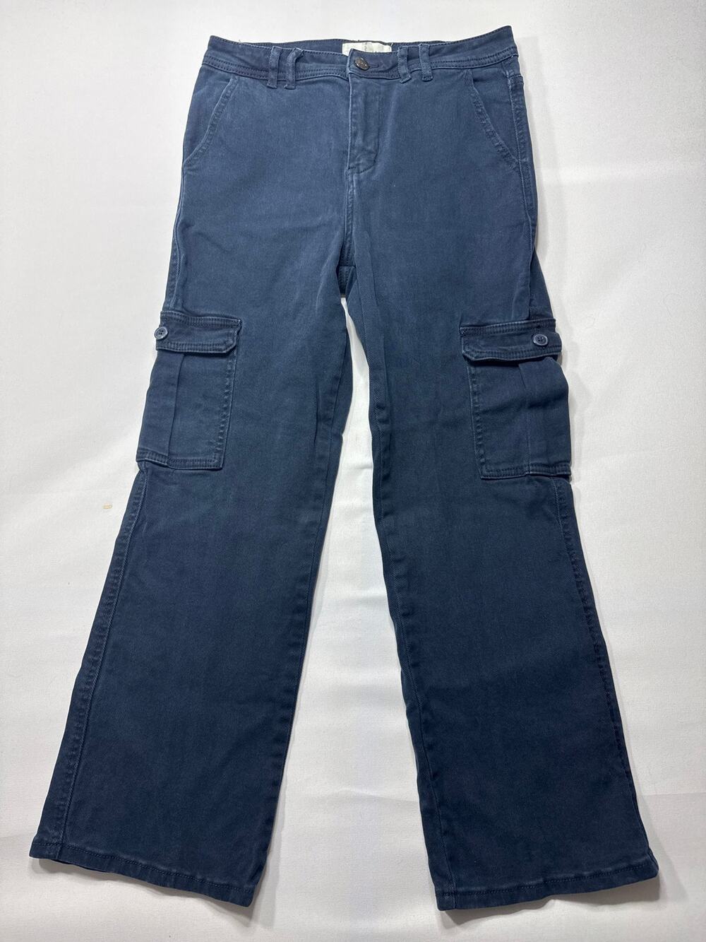 Risen Jeans Women's Straight Leg Cargo Stretch Blue Jeans - Size 7/28 (29x27)